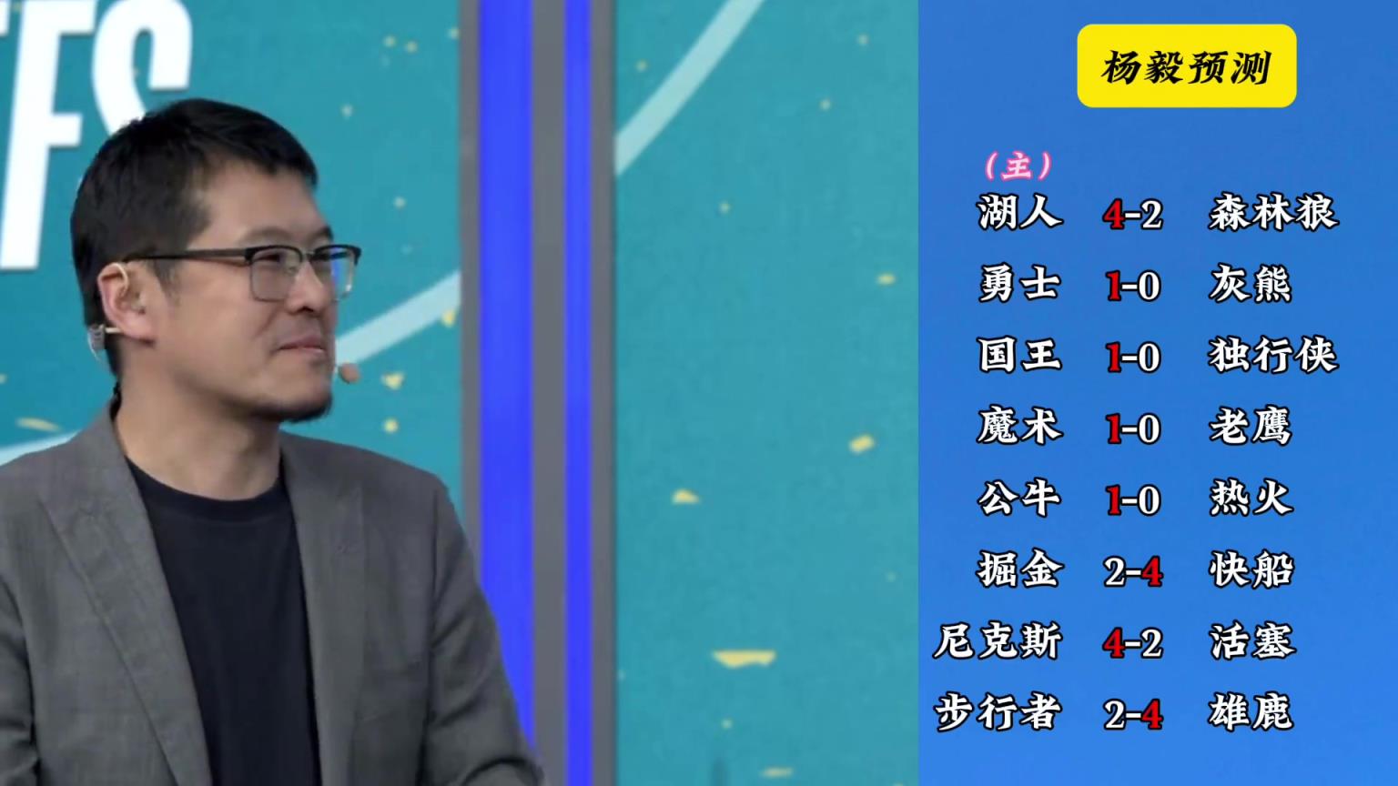 明燈來了！看看楊毅的季后賽預測：湖人4-2狼 快船4-2掘金
